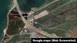 Трафик у подъезда к Керченскому мосту со стороны российской Тамани 7 июля 2023 года – по данным сервиса Google.maps. Скриншот с сервиса Google.пробки