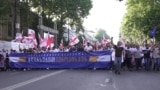 Georgia - supporters of the Georgian Dream party at a pro-government rally during second reading of the "foreign agents" bill - screen grab