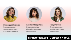Аляксандра Логвінава, Наста Касьцюгова і Наста Рагатко, скрыншот з сайта Stratcomlab.org