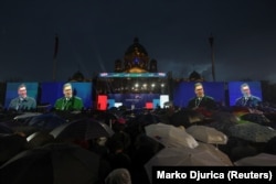 Belgrad, 26 mai 2023: Mitingul organizat în fața Parlamentului.