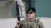 Djali i Ramzan Kadyrov, Adam, merr pjesë në një rishikim të trupave çeçene dhe pajisjeve ushtarake në Grozny, në fillim të këtij viti.