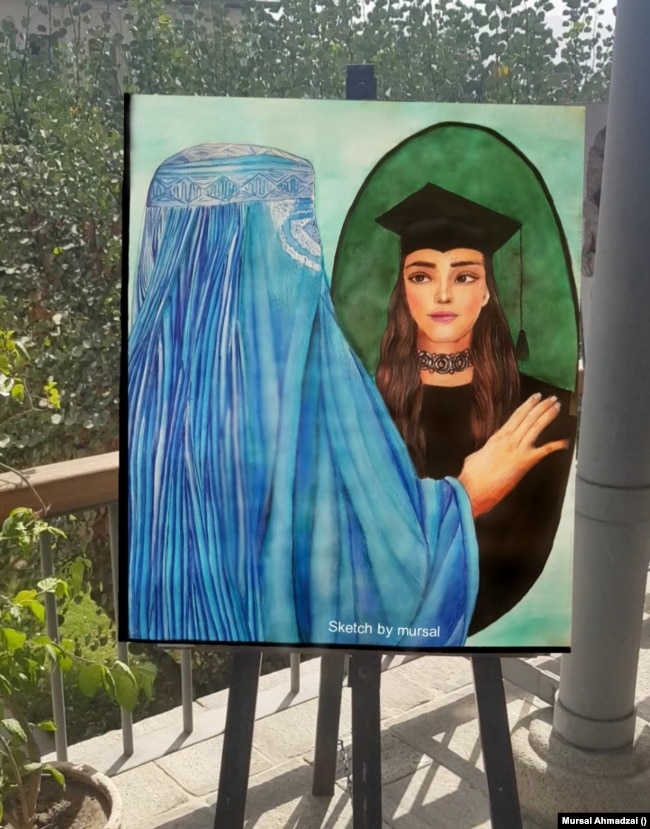 An untitled painting by Mursal Ahmadzai