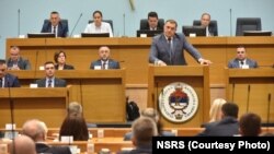 Na fotografiji: predsednik bh. entiteta Republika Srpska Milorad Dodik na sednici Skupštine Republike Srpske u Banja Luci 27. juna 2023. na kojoj je donet zakon o neprimenjivanju odluka Vrhovnog suda BiH. 