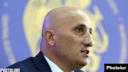 Armenia - CEC Chairman Vahagn Hovakimian speaks at a news conference, Yerevan, August 3, 2023.