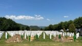 Potocari, Srebrenica, Bosnia-Herzegovina, Excavated graves for 14 victims of the genocide in Srebrenica who will be buried on July 11 in Potočari, July 10, 2024.