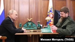 Владимир Путин и Рамзан Кадиров на среща в Кремъл, 28 септември 2023 г.