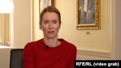 Premierul Estoniei, Kaja Kallas, în timpul interviului acordat RFE/RL pe 4 iulie 2023.