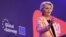 European Commission President Ursula von der Leyen addresses the EU Global Gateway Forum on October 25 in Brussels.