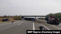 Кадър от катастрофата с камион на Динко Вълев