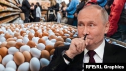 Президент РФ Владимир Путин и «яичный» кризис в России. Коллаж