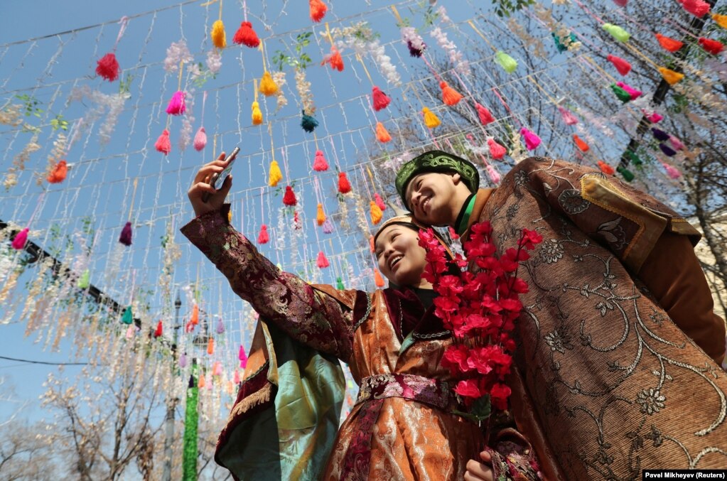Participants take a selfie in Almaty, Kazakhstan, on March 21. Celebrated on the spring equinox, Norouz is a celebration of love, fertility, and spiritual renewal that spreads the message of hope far and wide and lasts for 13 days.