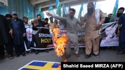 A protest against Sweden in Multan, Pakistan. on July 3.