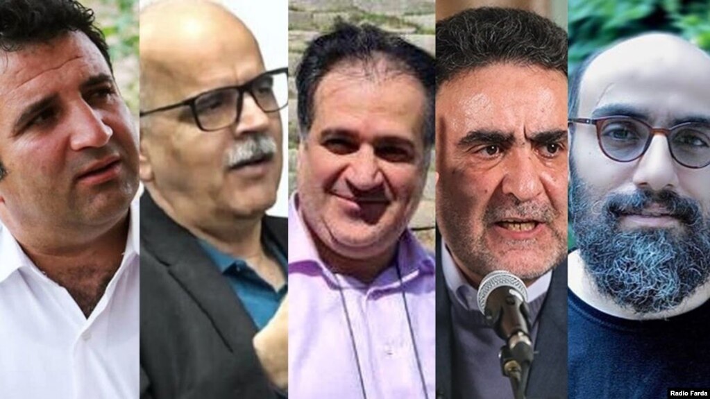 از راست: حسین رزاق، مصطفی تاجزاده، مهدی محمودیان، سعید مدنی و محمد نجفی