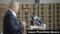 The ex-mayor of 1 sector of Bucharest presenting the acquisition of devices for children