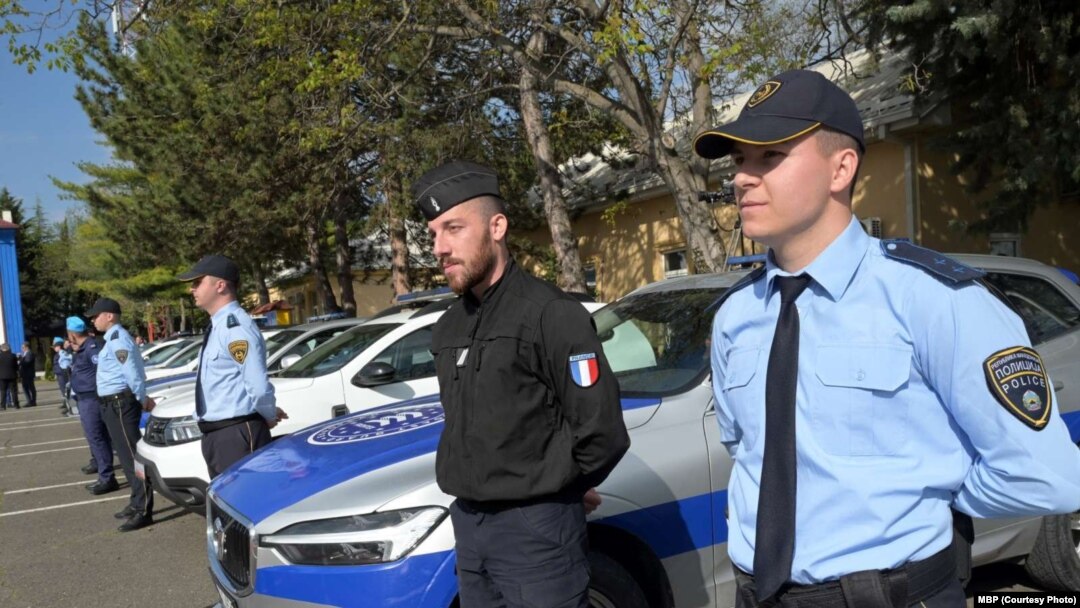 Border personnel prepare for the official start of the joint operation with Frontex in North Macedonia in Skopje on April 20.