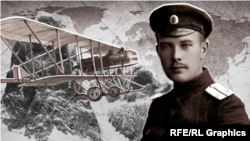 Ян Нагурский и его самолет. Иллюстративный коллаж