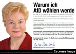 Erika Steinbach, publicitate pentru AfD, pe internet 2017