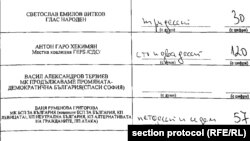 Скрийншот от протокола, публикуван в сайта на Централната избирателна комисия.