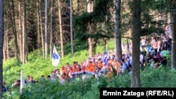 People take part in a march on July 8 to commemorate the Srebrenica massacre of 1995, which left more than 8,000 dead. 