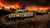 Колаж. Танк Т-72 ЗСУ тягне трофейний танк російської армії