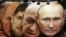 Măști înfățișându-i (de la dreapta la stânga) pe Vladimir Putin, Evgheni Prigojin, Ramzan Kadîrov și Alexander Lukașenko într-o piață de suveniruri, Sankt-Petersburg, 5 iunie 2023