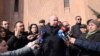 Armenia - Andranik Tevanian, leader of the Mayr Hayastan bloc, speaks to reporters outside the Yerevan municipality, February 2, 2024.
