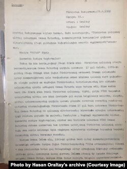 Азаттық радиосы 1968 жылғы 25 сәуірде эфирден берген хабардың жазбасы. Хасен Оралтайдың жеке қорынан алынды.