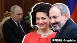 Владимир Путин, Анна Акопян и Никол Пашинян (коллаж)