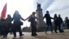 These protesters gathered around Sofia&rsquo;s Monument to the Soviet Army on March 9 as the municipal council held a vote on whether to remove the landmark from the center of the Bulgarian capital.