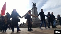 Protests, Human Chain After Soviet Monument In Bulgaria Slated For Removal
