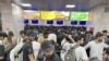 Pakistani students wait to leave Kyrgyzstan at Manas international airport in Bishkek on May 21. 