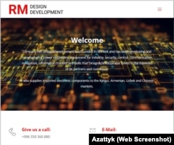 A screenshot of the website of the Kyrgyz company RM Design and Development, which was incorporated shortly after the Kremlin's February 2022 full-scale invasion of Ukraine and has shipped dual-use technology to Russia. Its website went offline shortly after RFE/RL reached out to the company for comment.