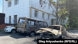 Сгоревшие машины. Шебекино, Белгородская область, Россия, июнь 2023 года