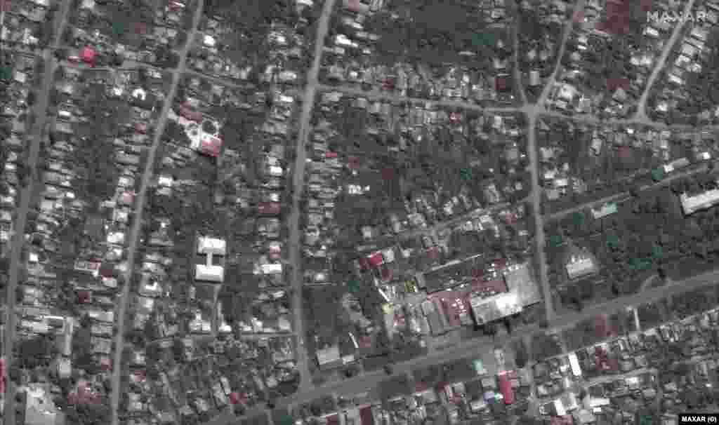 Homes and buildings in Bakhmut as seen on May 8, 2022.