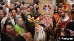 Armenia – Catholicos Garegin II blesses worshippers after Easter mass at St. Gregory the Illuminator Cathedral, Yerevan, April 9, 2023.
