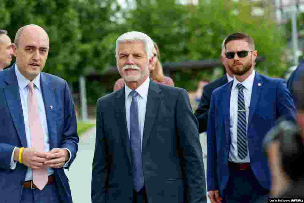 CZECH REPUBLIC -- Czech President Petr Pavel visits RFE/RL headquarters in Prague on June 14, 2023.
