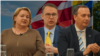 Послы стран Балтии дали интервью Азаттыку. Слева направо: посол Латвии Ирина Мангуле, посол Литвы Эгидиюс Навикас и посол Эстонии Тоомас Тирс. Астана, 8 февраля 2024 года
