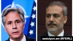 U.S. Secretary of State Antony Blinken (left) and Turkish Foreign Minister Hakan Fidan (combo photo)