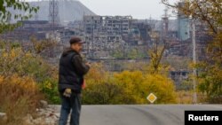 Талкаланган жана оккупацияланган Мариуполь шаарынан тартылган сүрөт.