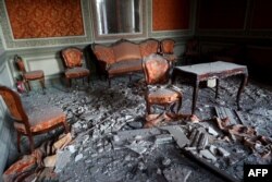 Зал Дома ученых, пострадавший от российского обстрела. Одесса, Украина. 23 июля 2023 года