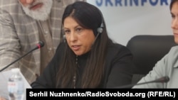 Нікола Карім на пресконференції на тему «Як врятувати Владислава Єсипенка та інших кримських журналістів, ув'язнених Росією». Київ, 5 жовтня 2023 року