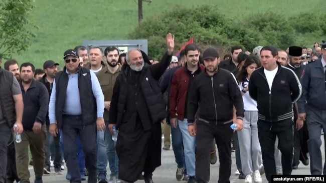 Armenia- Protesters led by Archbishop Bagrat Galstanian march to Yerevan, May 4, 2024.