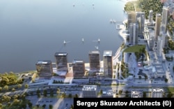 Так на эскизах выглядят высотки гостиничного комплекса, который строят на берегу Казанки.