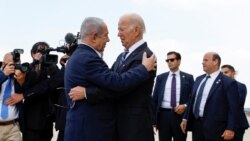 Baş nazir Benyamin Netanyahu İsrail və HƏMAS arasında davam edən qarşıdurma fonunda İsrailə gələn prezident Co Baydeni qarşılayır. 2023