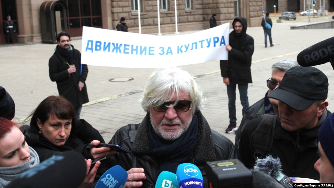 Режисьорът Александър Морфов по време на шествието на "Движение за култура" в четвъртък