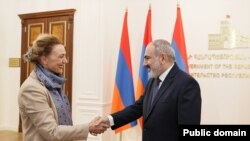 Armenian Prime Minister Nikol Pashinian hosted Secretary General of the Council of Europe Marija Pejcinovic Buric in Yerevan, April 8, 2024.