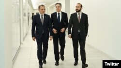 U.S. - Secretary of State Antony Blinken meets the Armenian and Azerbaijani foreign ministers in Washington, June 27, 2023.