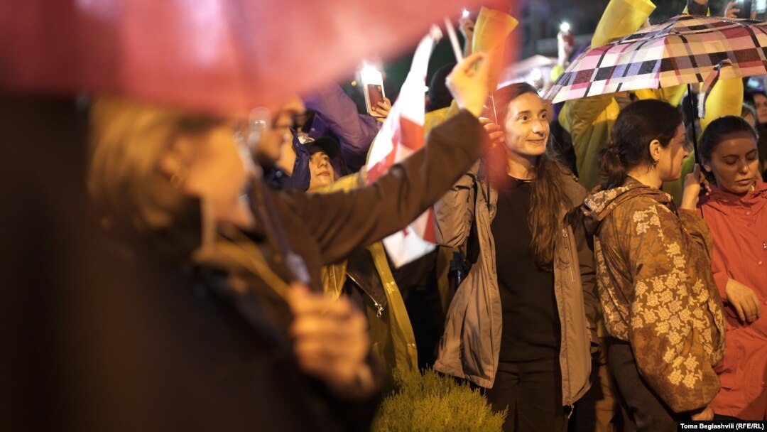 Medical student Salome Kvaratskhelia takes part in the protests in Tbilisi, while also ensuring any medical needs of the protesters are met.