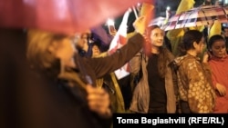 Medical student Salome Kvaratskhelia takes part in the protests in Tbilisi, while also ensuring any medical needs of the protesters are met.