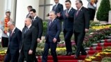 Лидеры пяти стран Центральной Азии и президент Азербайджана Ильхам Алиев на саммите в Душанбе